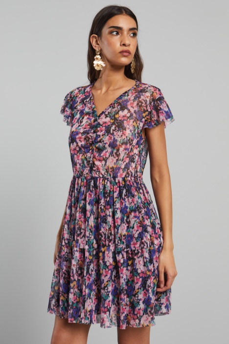 Abito corto in jersey tulle