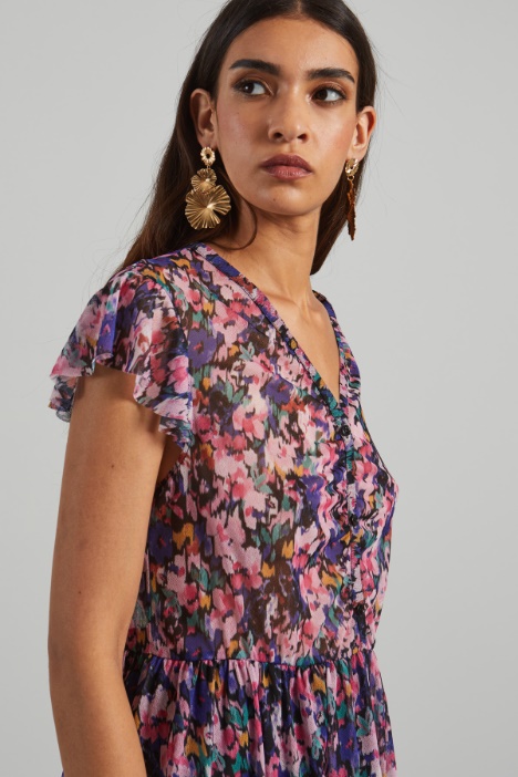 Abito corto in jersey tulle