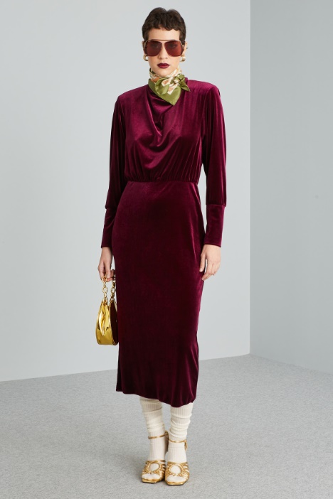 Velvet-jersey midi dress Intrend