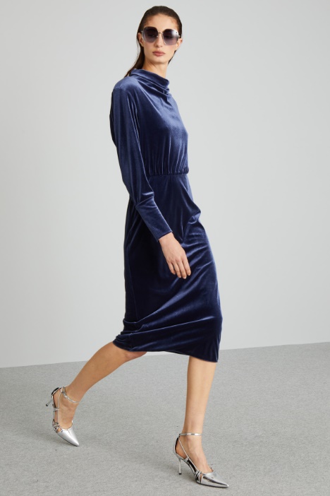 Velvet-jersey midi dress Intrend