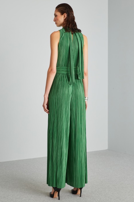 Tuta smanicata in jersey plissé