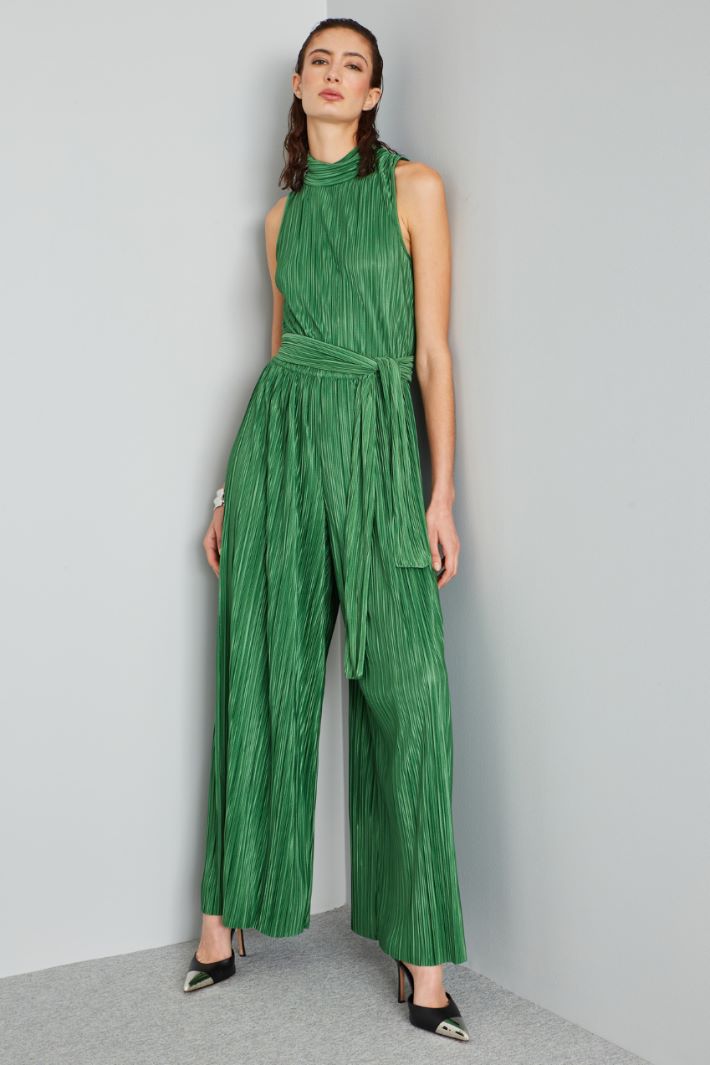 Pleated sleeveless jersey jumpsuit Intrend - 3