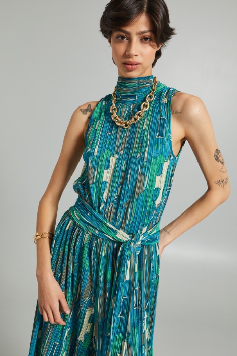 Tuta smanicata in jersey plissé