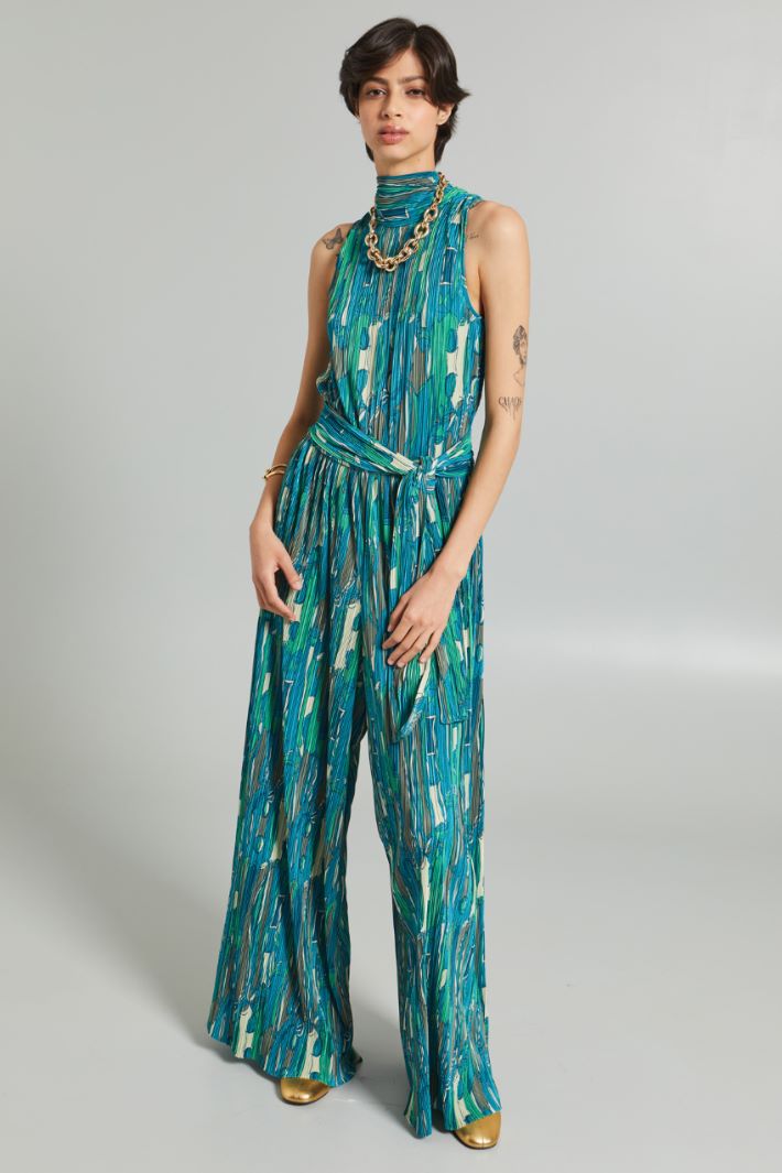 Pleated sleeveless jersey jumpsuit Intrend