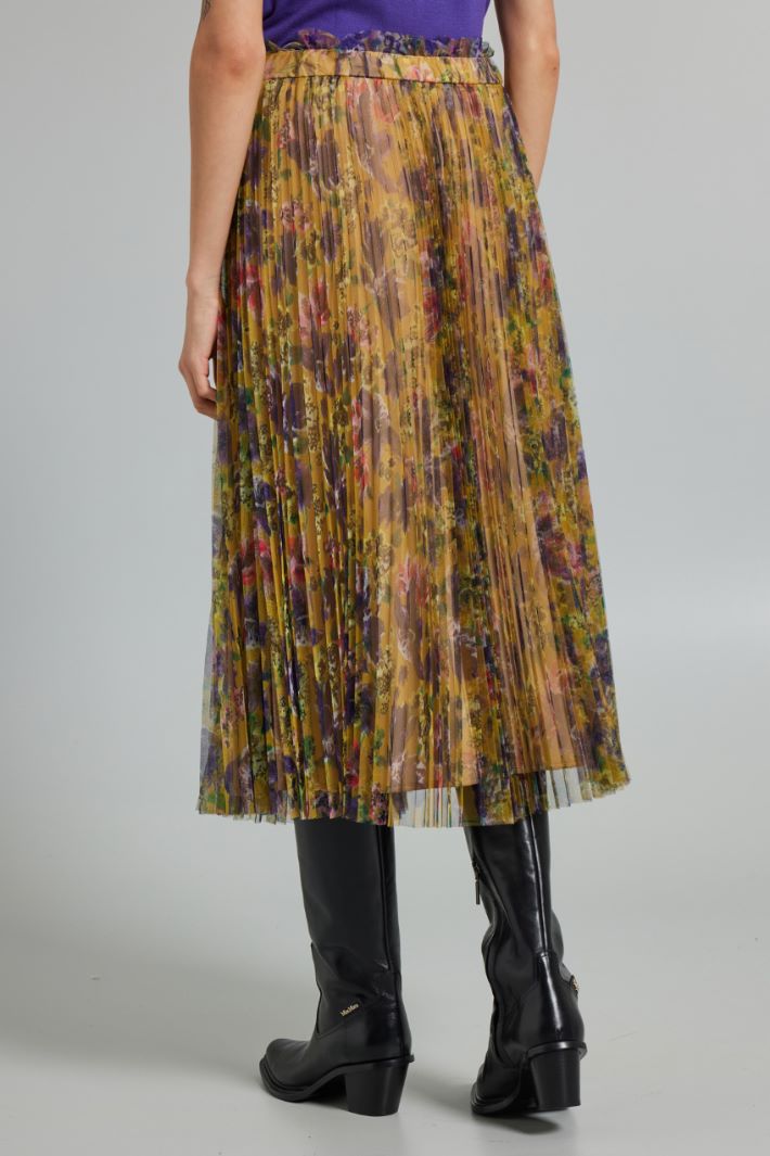 Pleated tulle-jersey midi skirt Intrend - 2