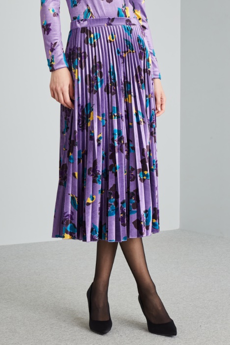 Gonna plissé in jersey velluto