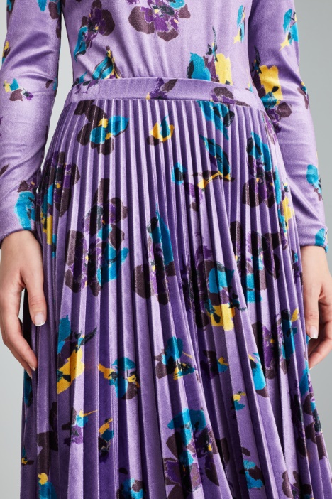 Gonna plissé in jersey velluto