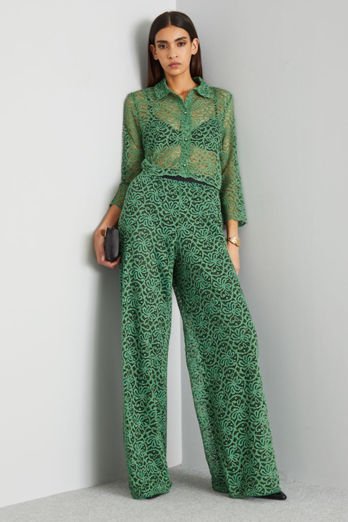 Lace-jersey wide-leg trousers Intrend