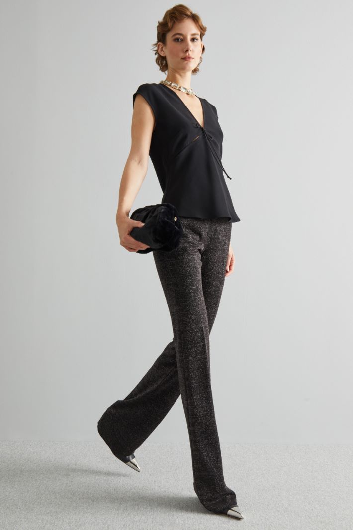 Flared lurex jersey trousers Intrend