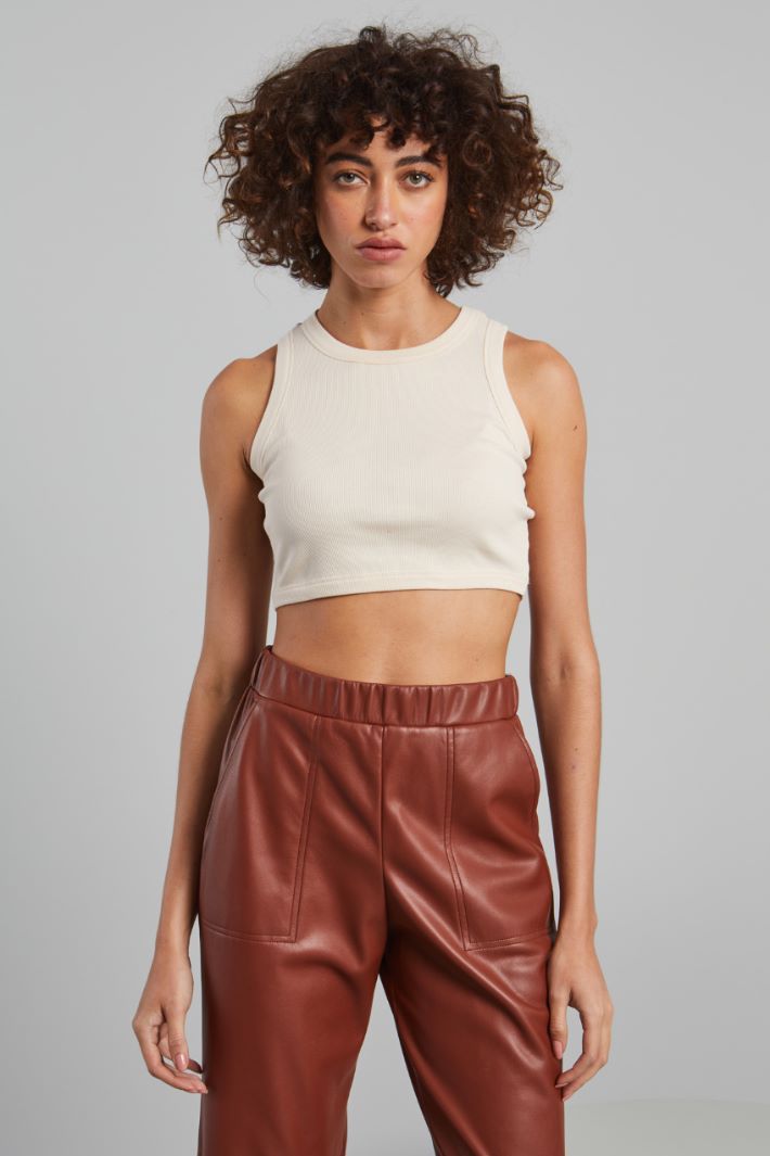 Ribbed cotton cropped top Intrend - 3