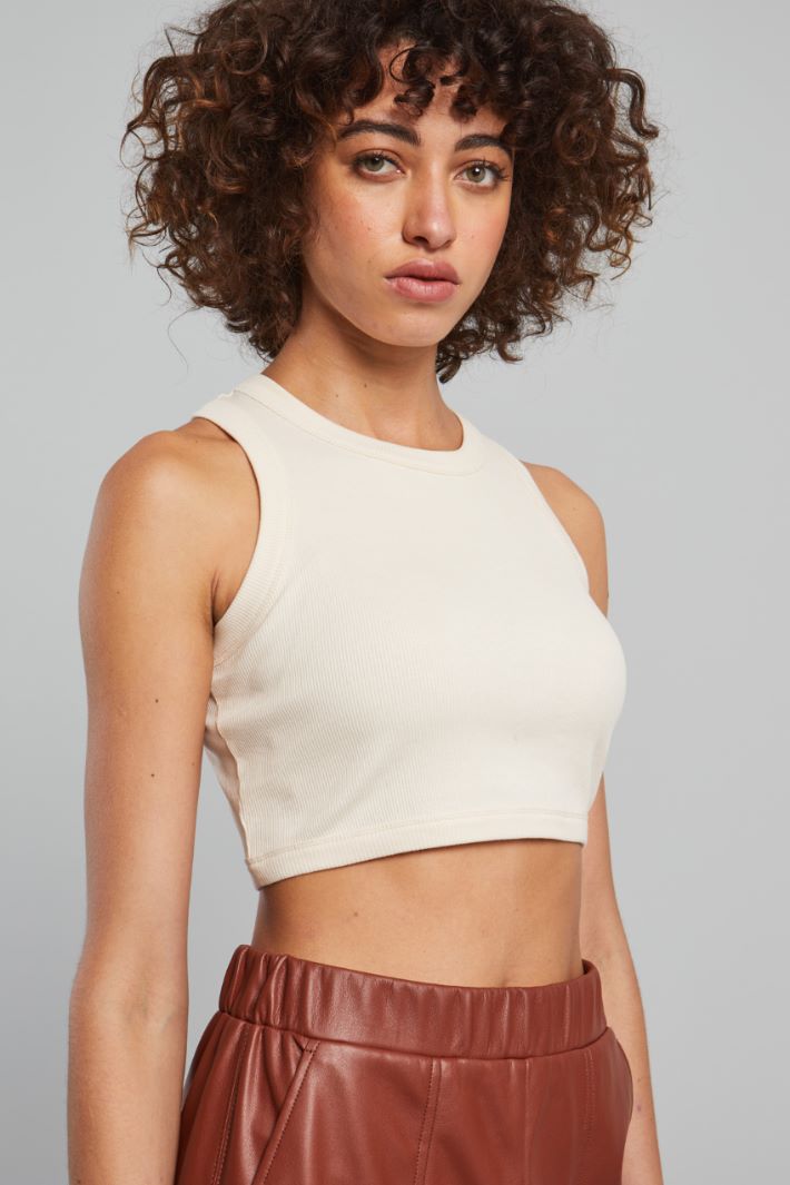 Ribbed cotton cropped top Intrend - 4