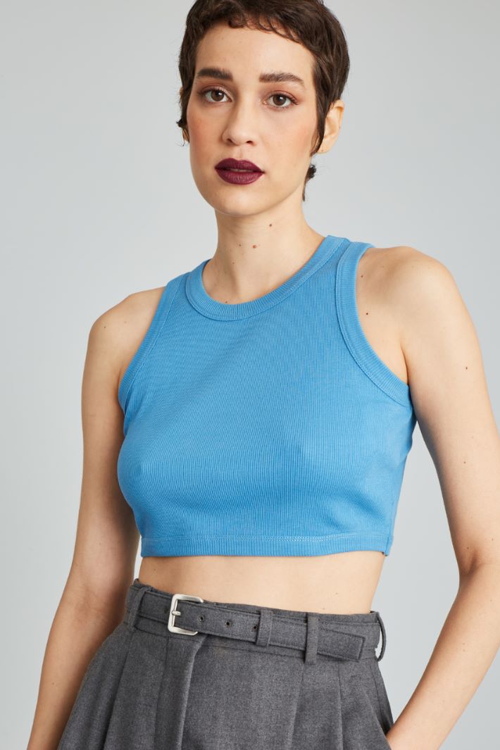 Ribbed cotton cropped top Intrend - 4