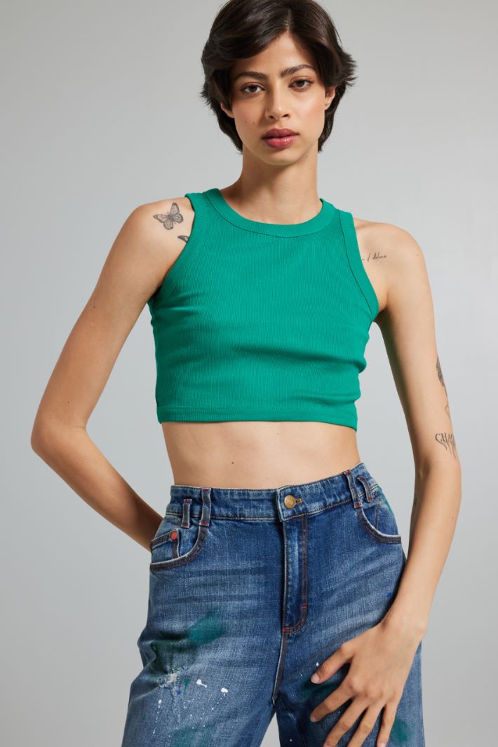 Ribbed cotton cropped top Intrend - 3