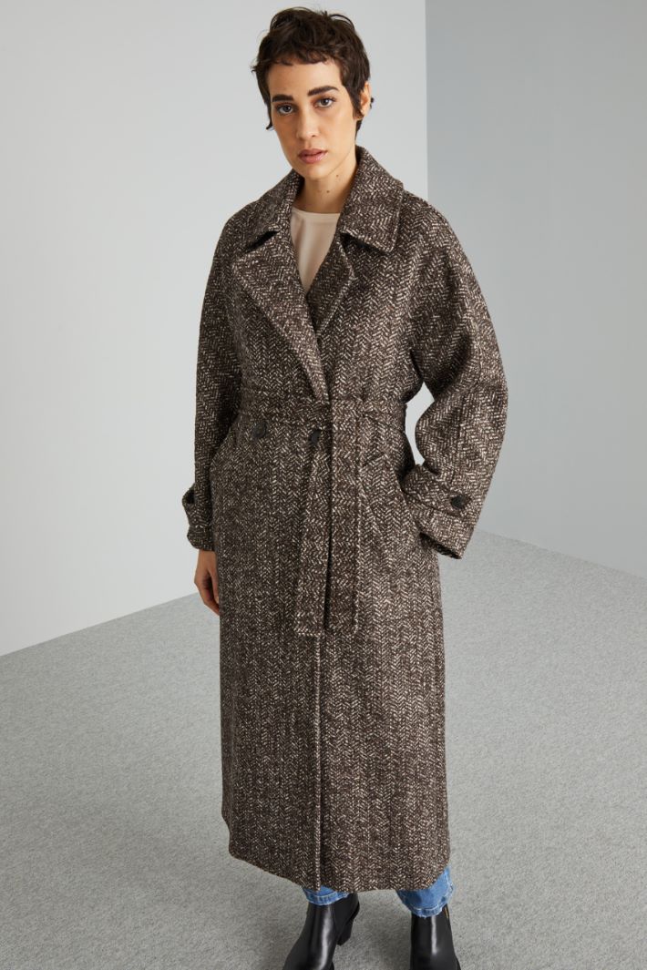 Long basketweave coat Intrend - 3