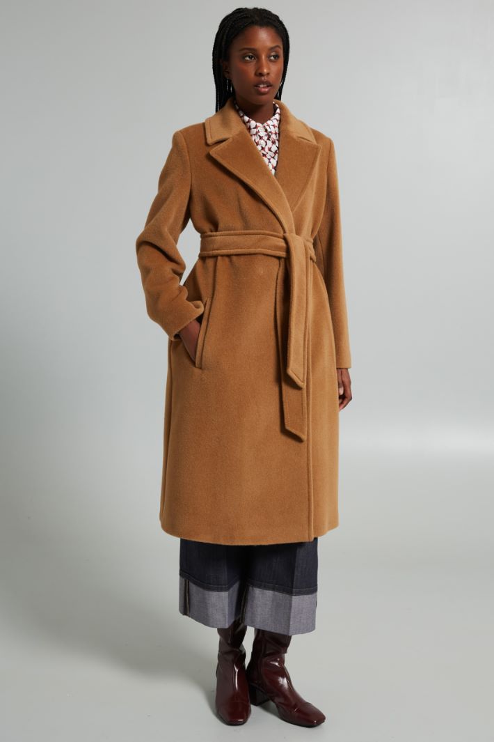 Wool beaver cloth coat with belt Intrend - 3