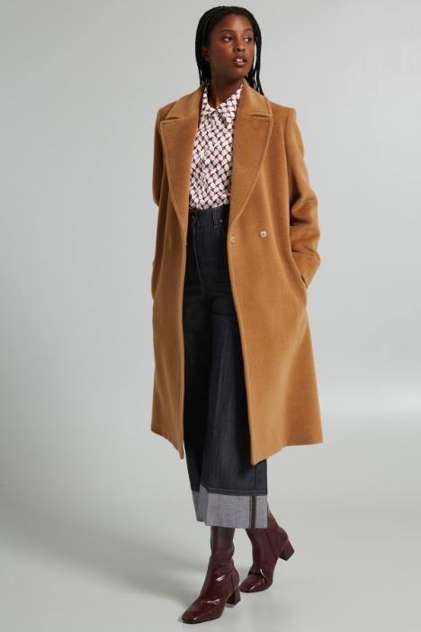 Wool beaver cloth coat with belt Intrend