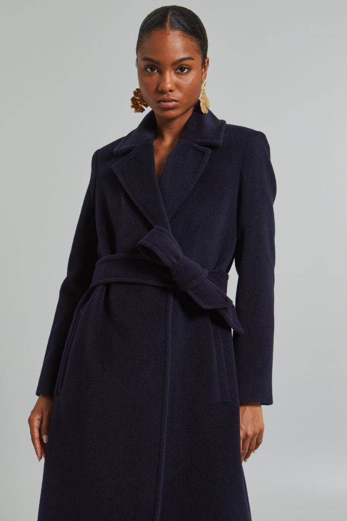 Wool beaver cloth coat with belt Intrend - 4