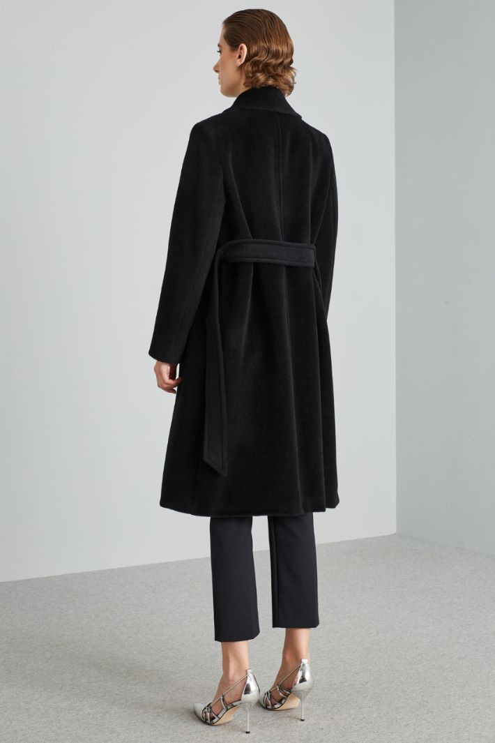 Wool beaver cloth coat with belt Intrend - 2