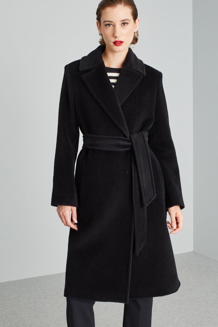 Wool beaver cloth coat with belt Intrend - 3