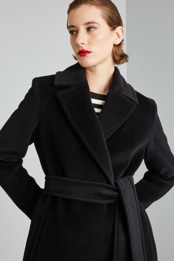 Wool beaver cloth coat with belt Intrend - 4