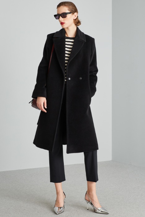 Wool beaver cloth coat with belt Intrend