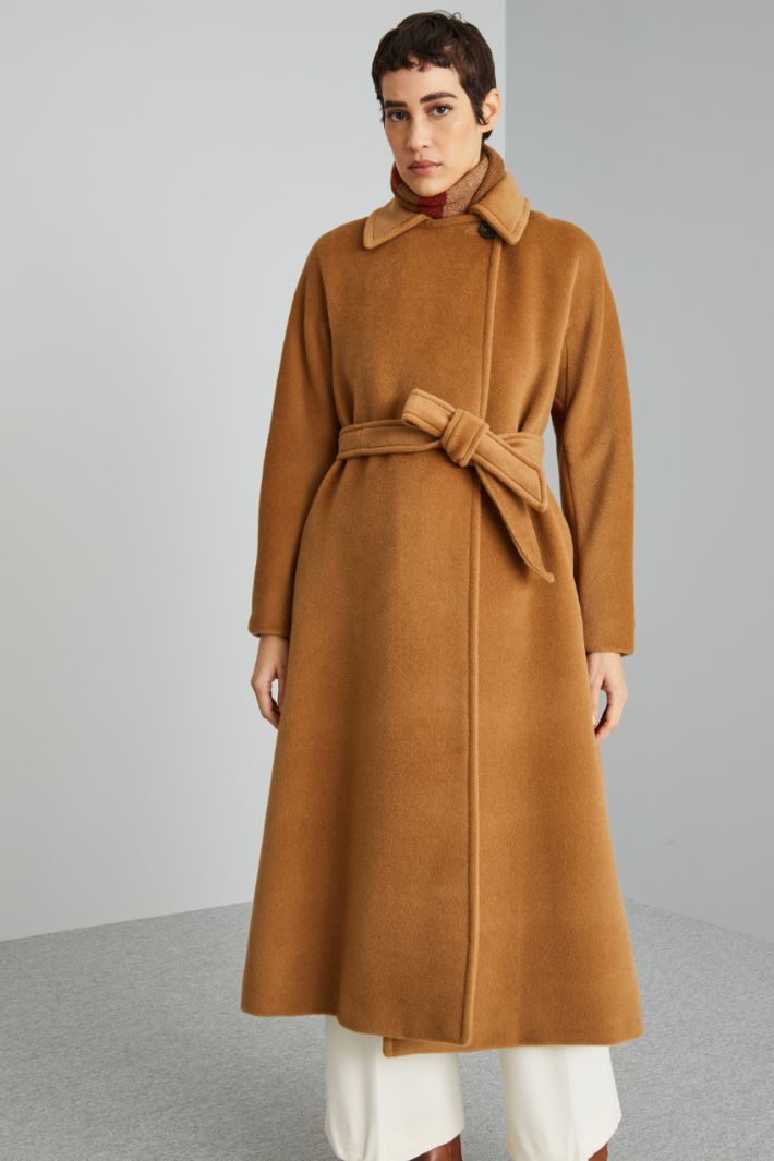 Coat in wool beaver with belt Intrend - 3