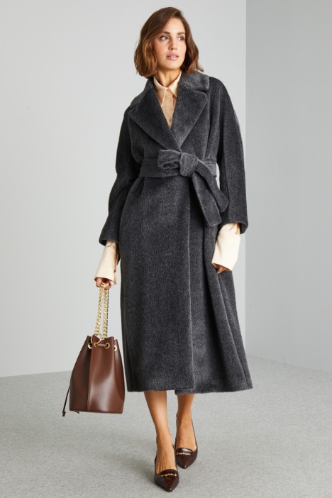 Cappotto in alpaca con cintura