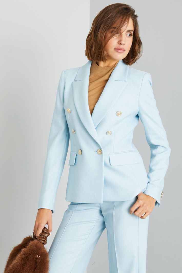 Double-breasted twill blazer Intrend - 3