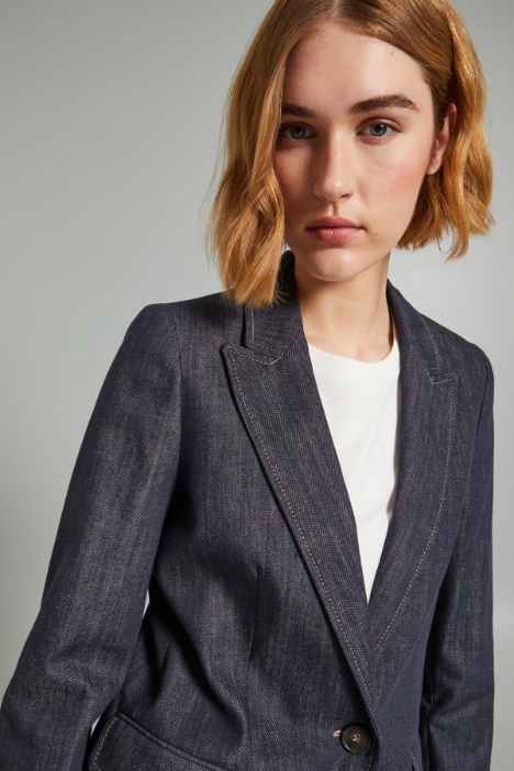 Blazer sfiancato effetto denim