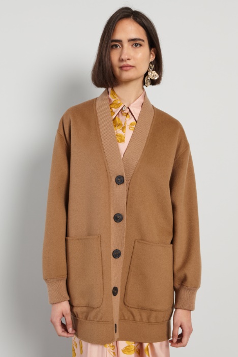 Giaccone con inserti in maglia