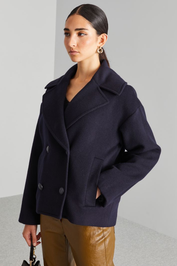 Double-breasted pea coat in pure wool Intrend - 3