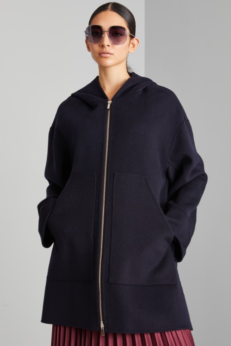 Cappotto in panno con zip