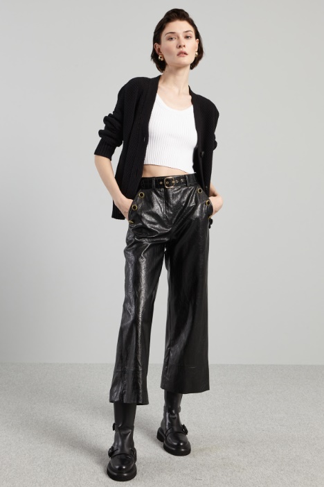 Flared faux leather trousers Intrend