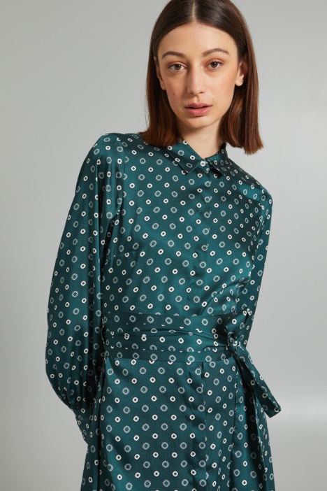 Abito chemisier in twill a fantasia