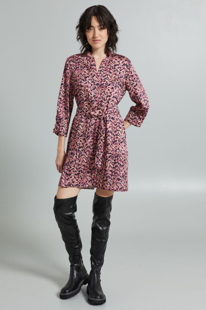 Printed dress with belt Intrend - 3