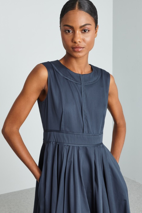 Abito lungo in raso di cotone