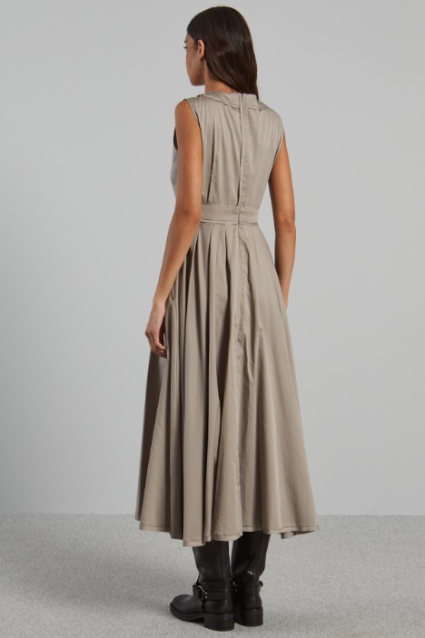 Abito lungo in raso di cotone