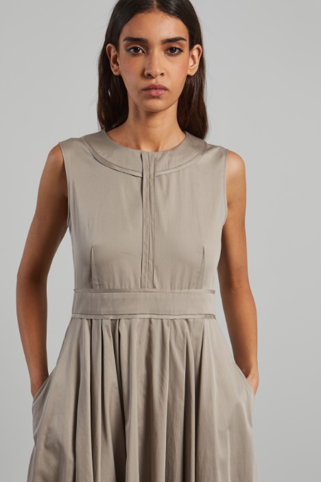 Abito lungo in raso di cotone