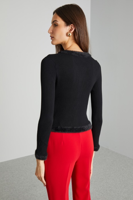 Cardigan con profili a contrasto