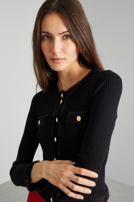 Cardigan con profili a contrasto