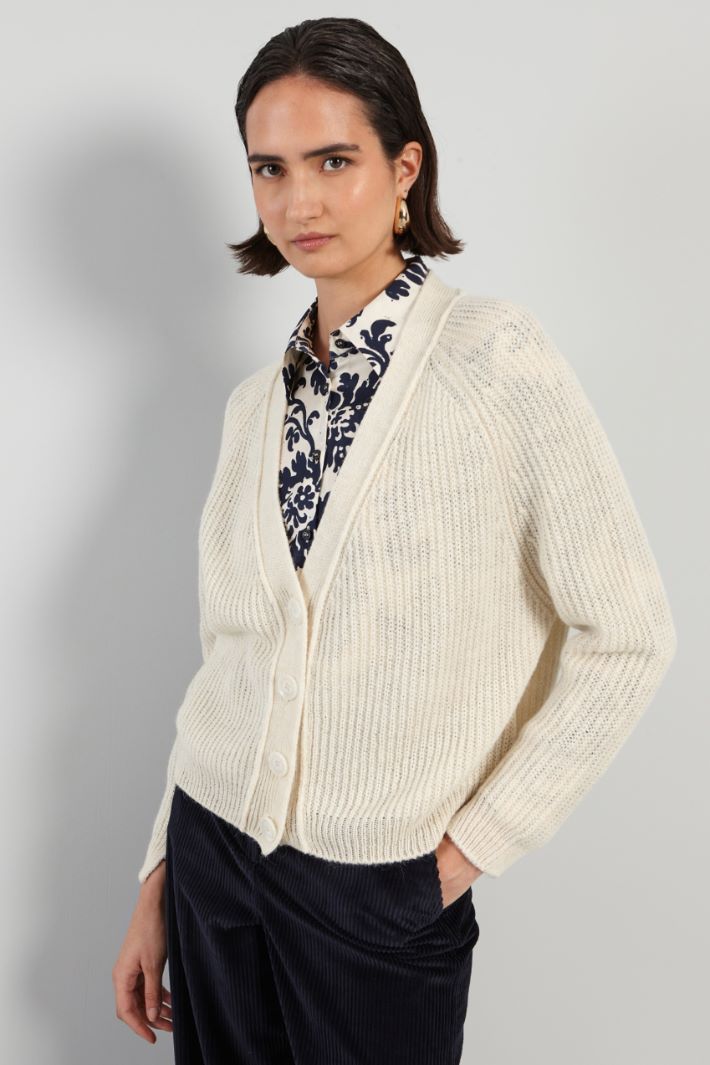 Rib-knit alpaca cardigan Intrend - 3