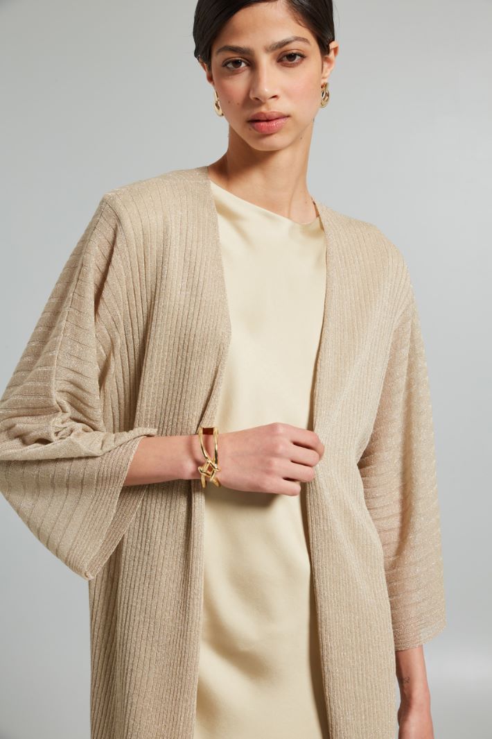 Ribbed lurex-knit cardigan Intrend - 3