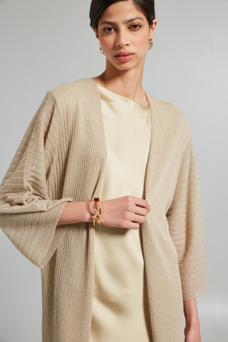 Ribbed lurex-knit cardigan Intrend