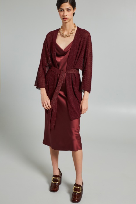 Cardigan morbido con cintura