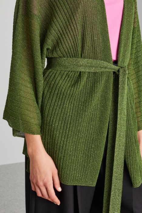 Cardigan morbido con cintura