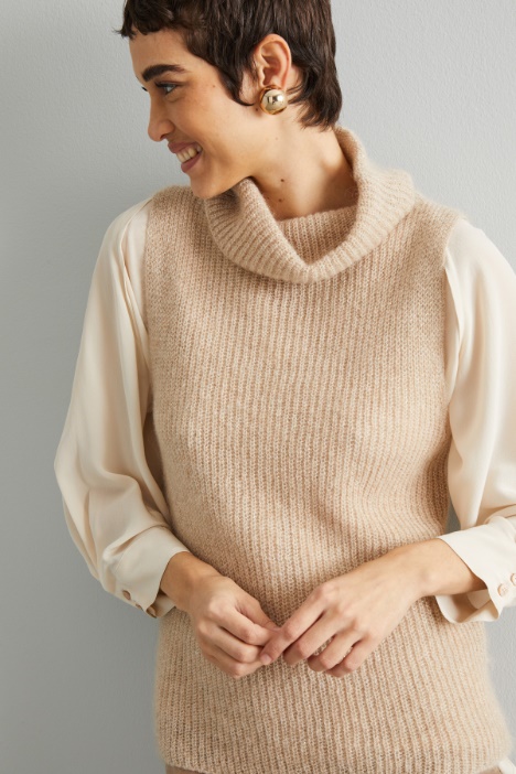 Maglia senza maniche lamè