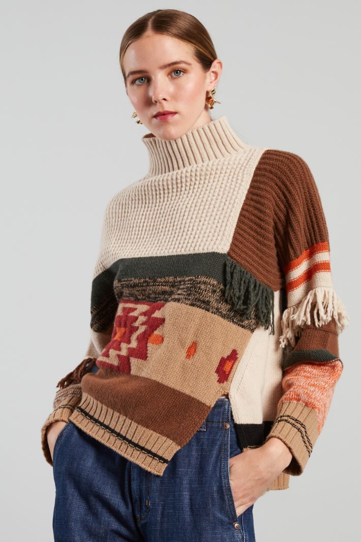 Patchwork sweater Intrend - 3