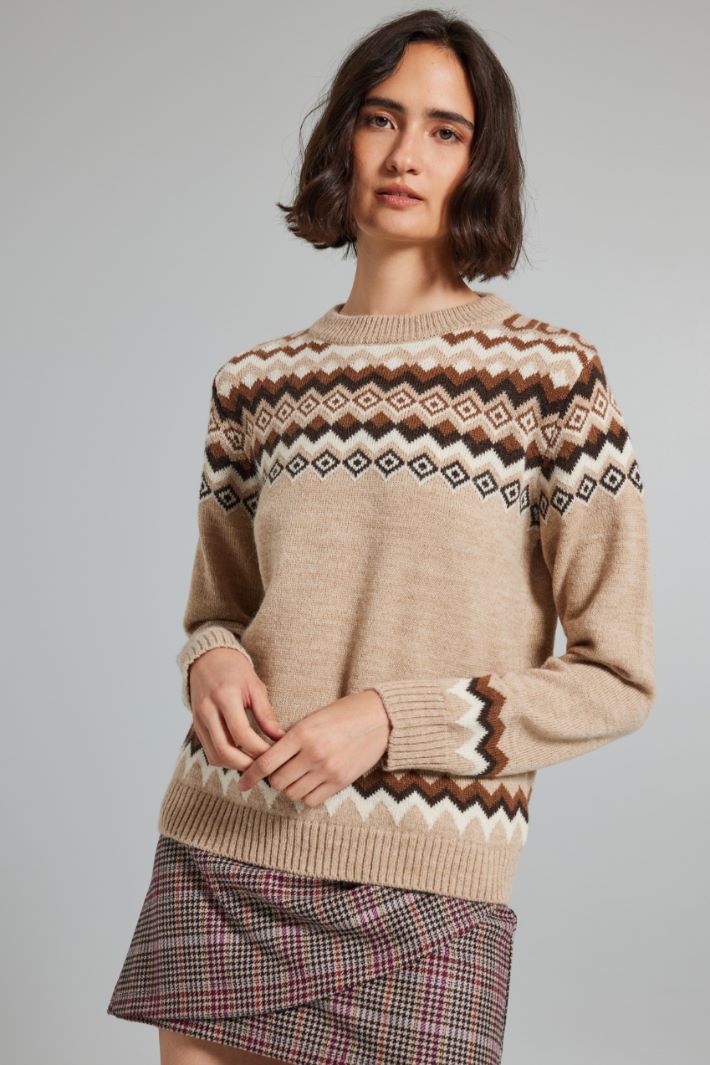 Jacquard alpaca and wool sweater Intrend - 3