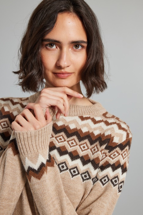 Maglia in alpaca e lana jacquard