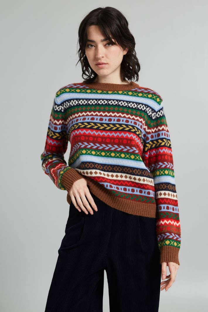 Jacquard alpaca and wool sweater Intrend - 3